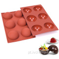 Molde de silicone de chocolate redondo de 6 cavidades